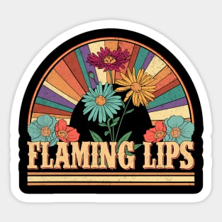 Flaming Flowers Name Lips Personalized Gifts Retro Style Sticker